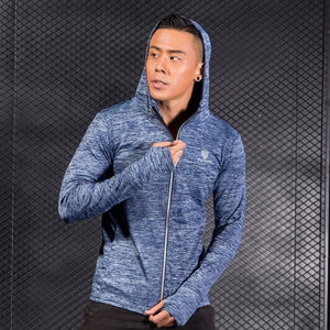 New Winter Autumn Hoodies Sport Shirt Men Hat Zipper Running Jackets Fitness Gym Sports Clothing Sport Top Men's Sportswear 2019