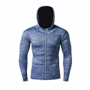 New Winter Autumn Hoodies Sport Shirt Men Hat Zipper Running Jackets Fitness Gym Sports Clothing Sport Top Men's Sportswear 2019