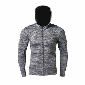 New Winter Autumn Hoodies Sport Shirt Men Hat Zipper Running Jackets Fitness Gym Sports Clothing Sport Top Men's Sportswear 2019